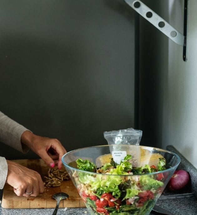 Person enjoying a healthy, balanced meal at home